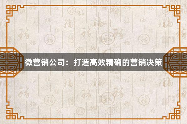 微营销公司：打造高效精确的营销决策